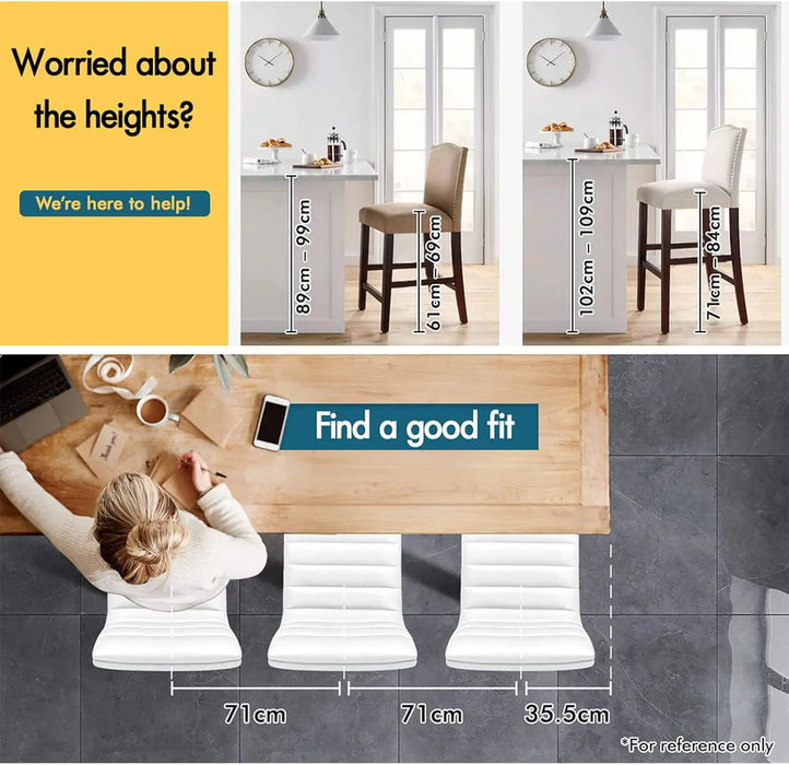 Height Adjustable Swivel Bar Stools 2 Pack PU Leather, 62–83cm, Chrome Footrest