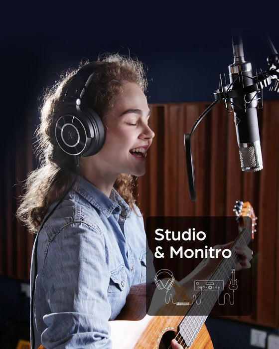Studio Monitor DJ Headphones with Detachable Cables & Mic Blue
