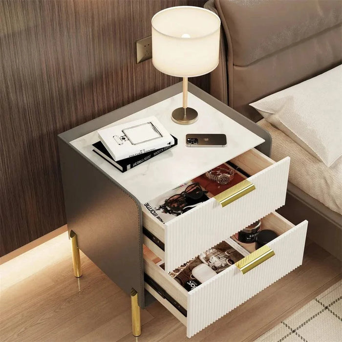 Modern Bedside Table with Drawers, White Storage, Contemporary Bedroom Furniture