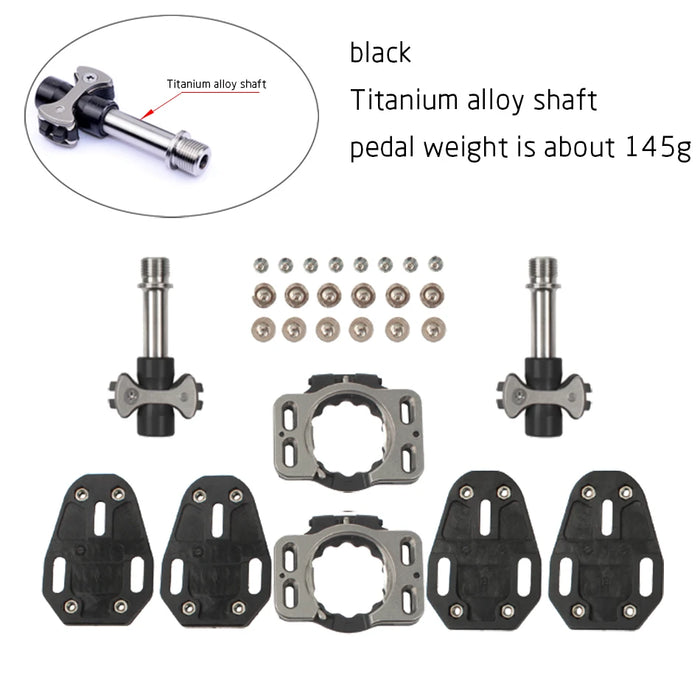 Black titanium axle ultra-light self-locking pedals for road bikes