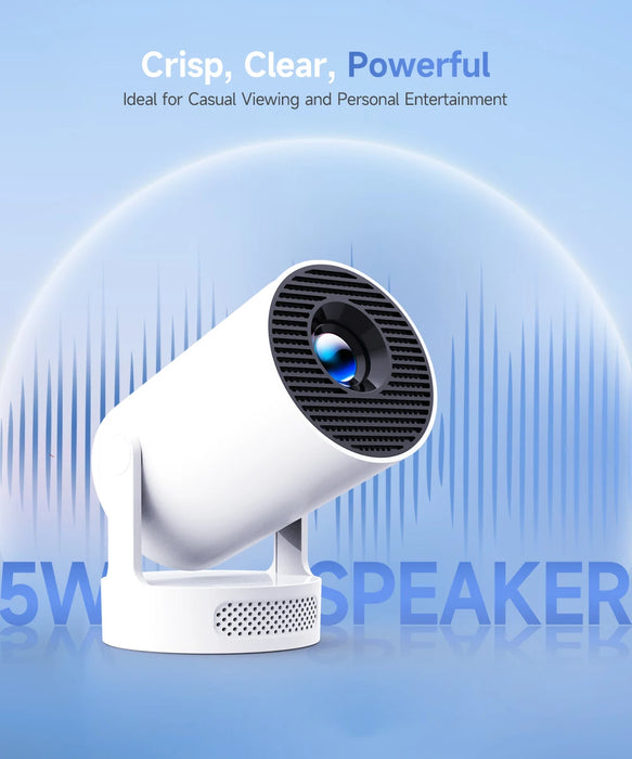 Manual Focus Portable Projector with 5W Speaker, 720P, WiFi 6, BT