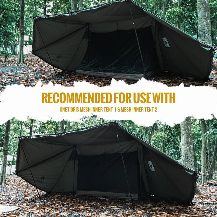 Four-Season Outdoor Shelter with Stove Jacket, Wind Tarp