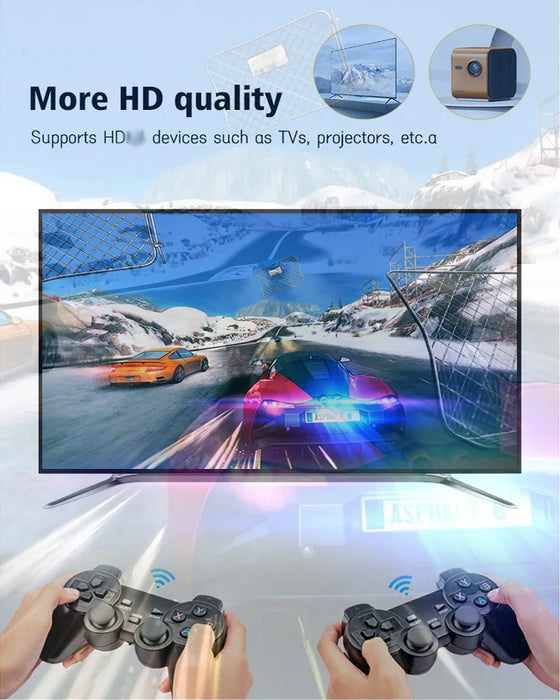 4K Retro Game Console 64GB Storage 40000+ Games Wireless Controller TV Output