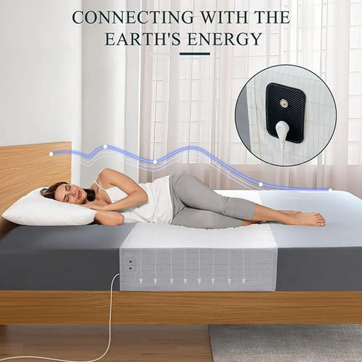 Grounded half bed sheet with silver conductive cord for EMF protection