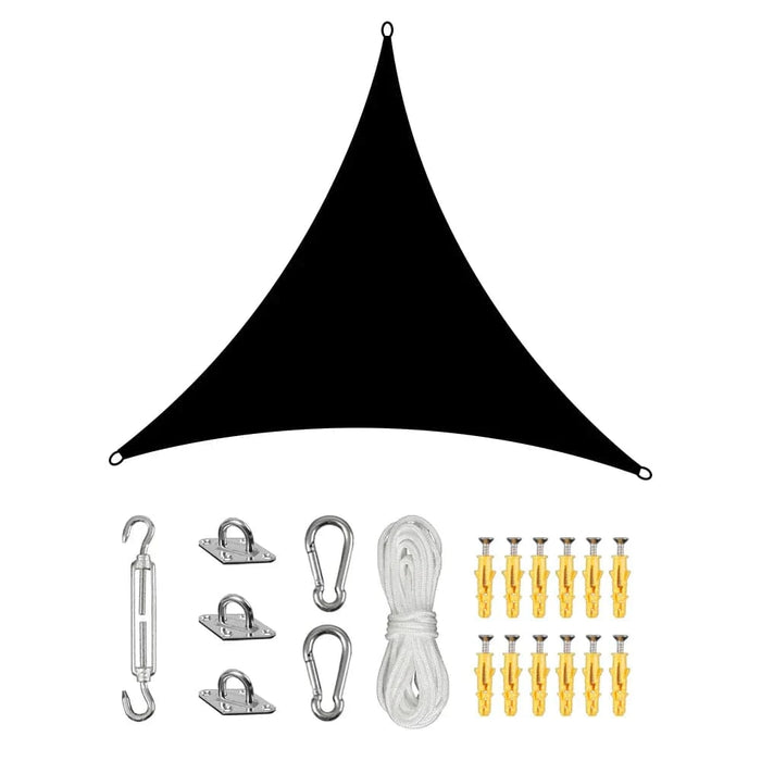 UV-protected and water-resistant 420D Waterproof Sun Shade Sail Outdoor Shelter Cover Black (4X4X4CM) with curved sides and stainless steel D-rings for patios, gardens, and pools