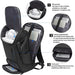 Black, waterproof travel bag with dedicated laptop compartment and air cushion belt