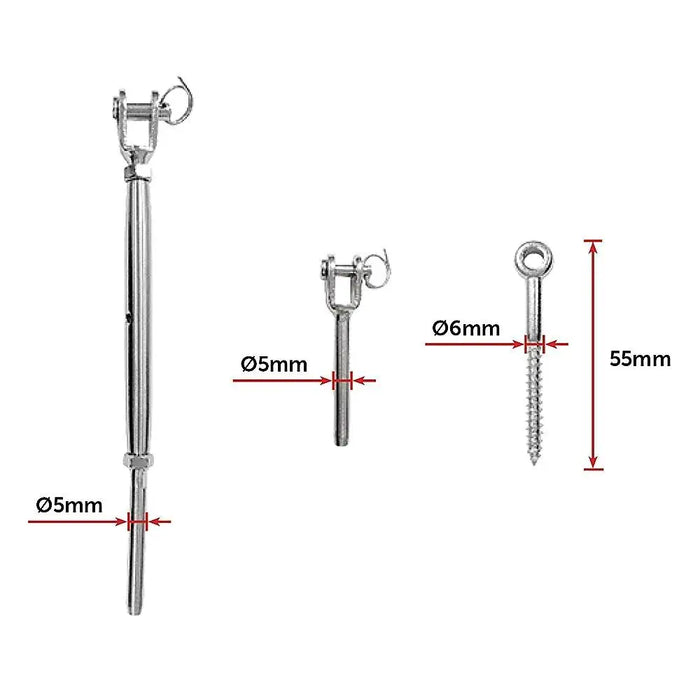 10-Pack Marine-Grade Wire Balustrade Kit with Turnbuckles