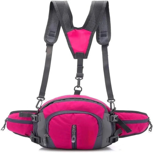 Waterproof Durable Unisex Nylon Waist Pack in Rose Red