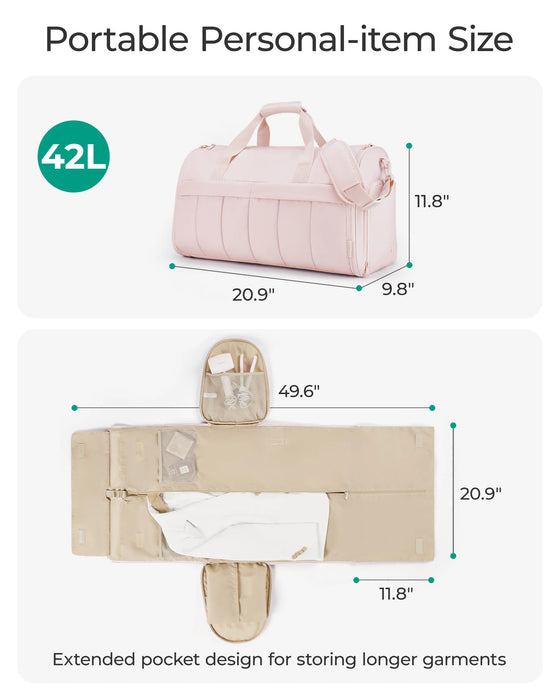 Travel Duffel Garment Bag, 45L Carry On with Organized Storage