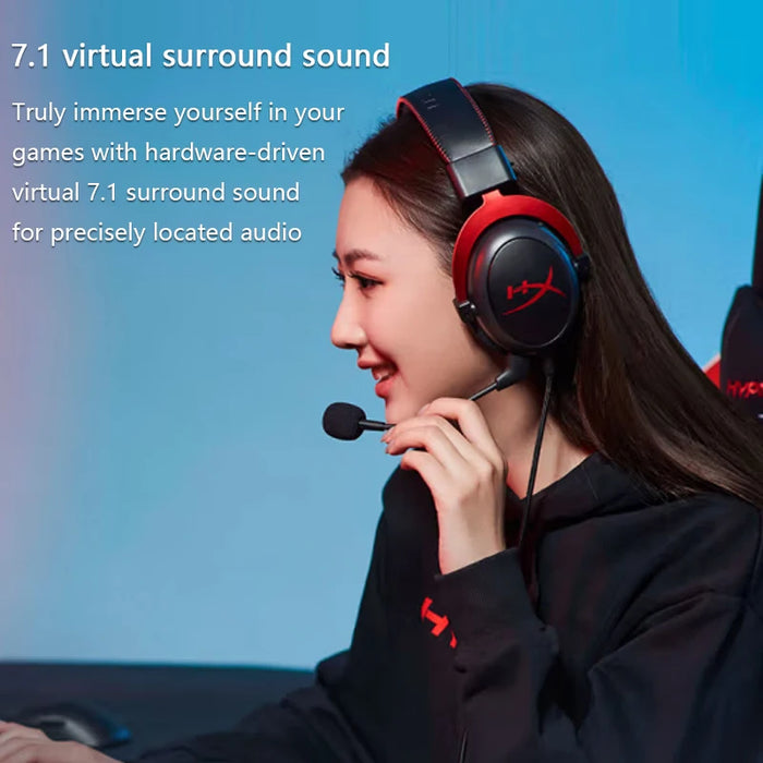 7.1 Surround Sound Gaming Headset with Detachable Mic, Black Red