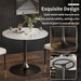 78cm Round Kitchen Dining Table with Sintered Stone Top and Pedestal Base in White and Black
