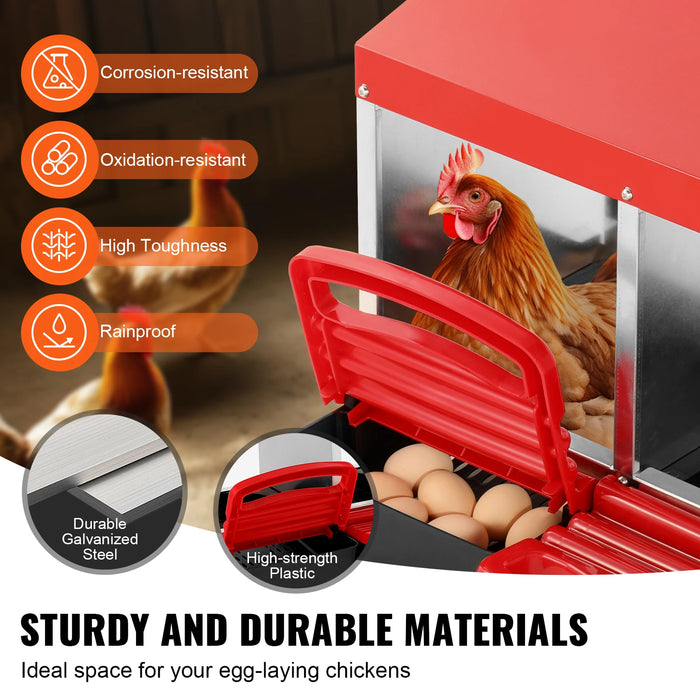 Durable and efficient egg-laying space for poultry with corrosion-resistant construction