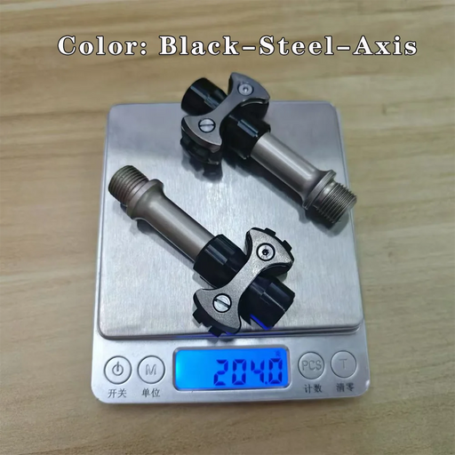 Road bike self-locking pedals with black steel axle and ultra-light design