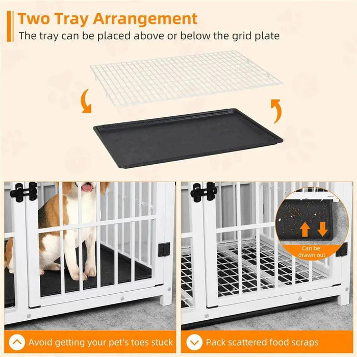 Ventilated and comfortable dog crate with three doors and strong latches