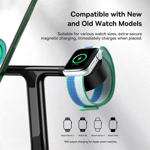 Sleek and modern 3-in-1 wireless magnetic charging stand for Apple devices