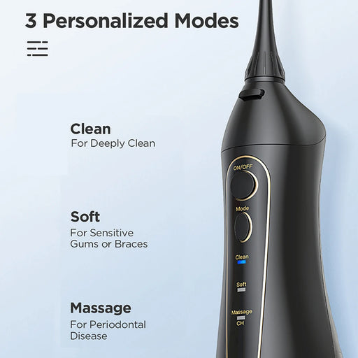 Cordless water dental flosser with portable oral irrigator in white