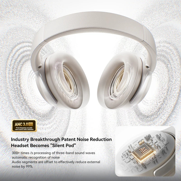 Wireless Beige Noise Cancelling Headset, 7H Playtime