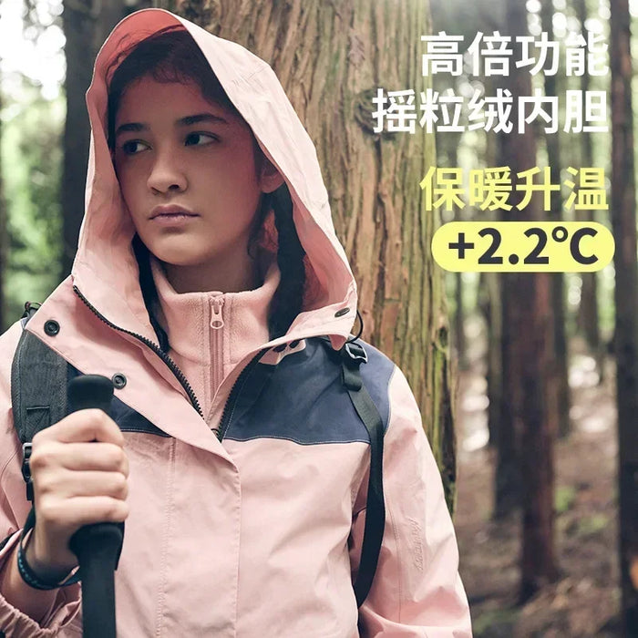 Hiking Jacket Waterproof Cold Gray Green 2-in-1 Outdoor Windbreaker