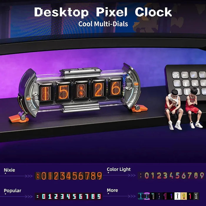 WiFi RGB Tube Clock with Smart App Controls for Desk & Decor