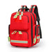 Empty red first aid backpack made from waterproof Oxford cloth