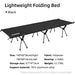Portable Folding Camping Bed Comfortable Outdoor Cot (Black) with Carry Bag