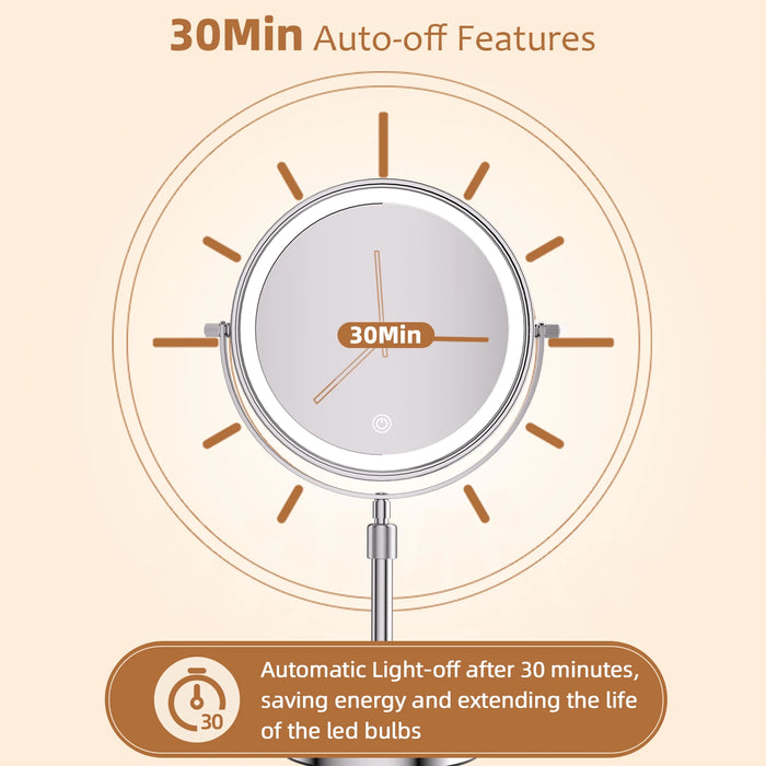 Portable 2000mAh Battery Powered Cosmetic Mirror with Type-C Charging Port