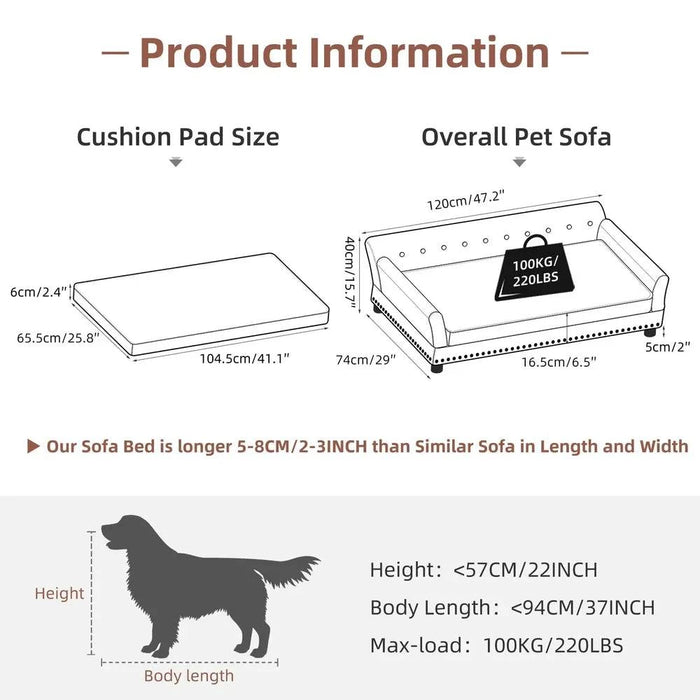 Spacious pet sofa bed large enough for kittens, puppies, or two cats/dogs