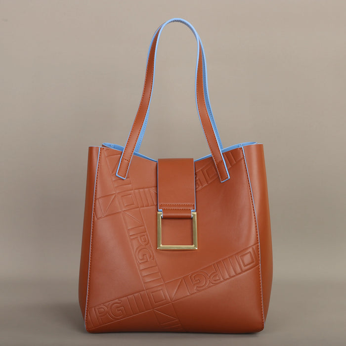 Brown soft bucket design luxury PU leather shoulder bag for women