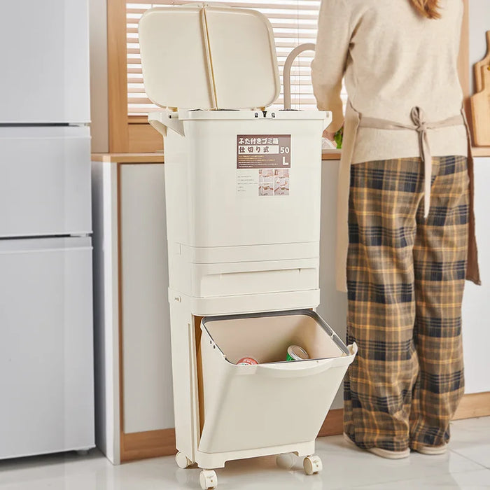 Portable Kitchen Trash Can with Detachable Design - 38L