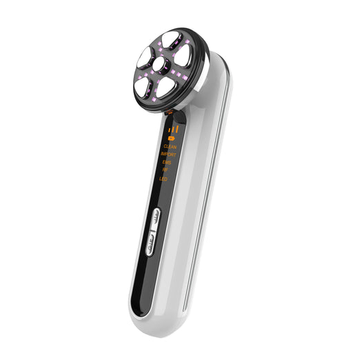 White Microcurrent Facial Device with LED Light Therapy for Face and Neck Tightening