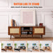 66-inch black rattan TV stand with mid-century modern design and built-in socket and USB ports