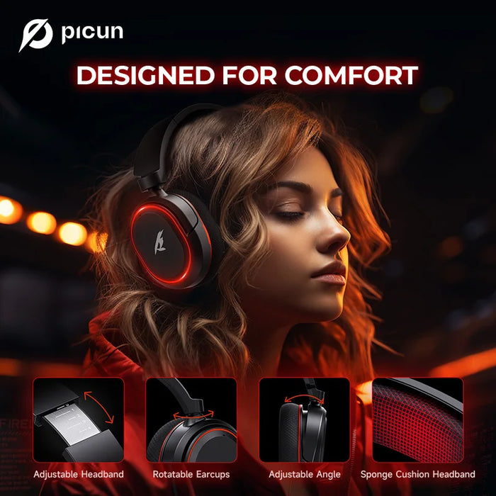 Bluetooth & 2.4G Gaming Headset with Mic, 100H Playtime, for PC PS5 Switch
