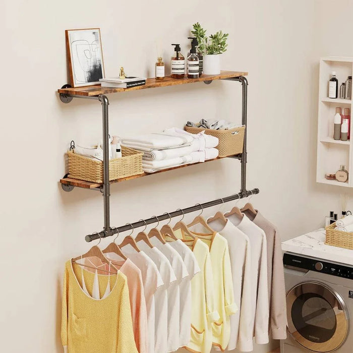 Clothes and accessories organizer with double-tier MDF shelves