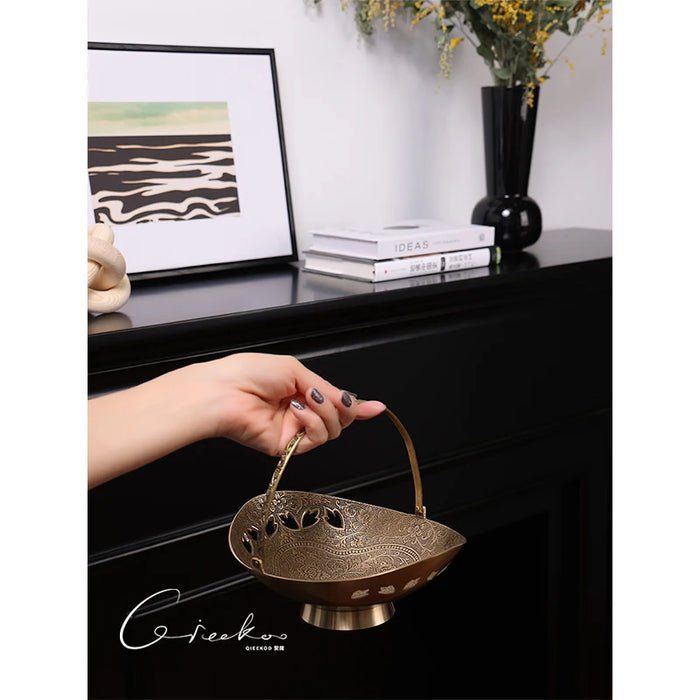 Retro Copper Storage Tray Irregular Decorative Organizer