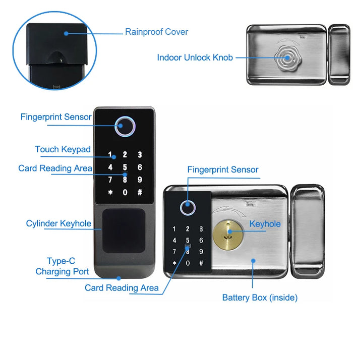 WiFi & Bluetooth Enabled Smart Lock with Fingerprint Recognition and RFID Card Support