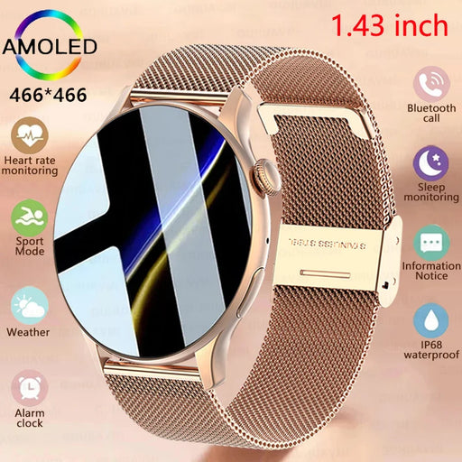 Stylish Pink NFC Smart Watch for Women with AMOLED Display