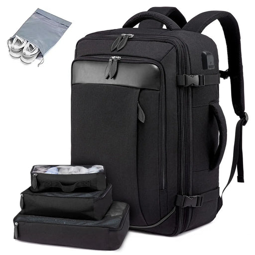 Travel Backpack Black Large Capacity Expandable Water Resistant with Packing Cubes