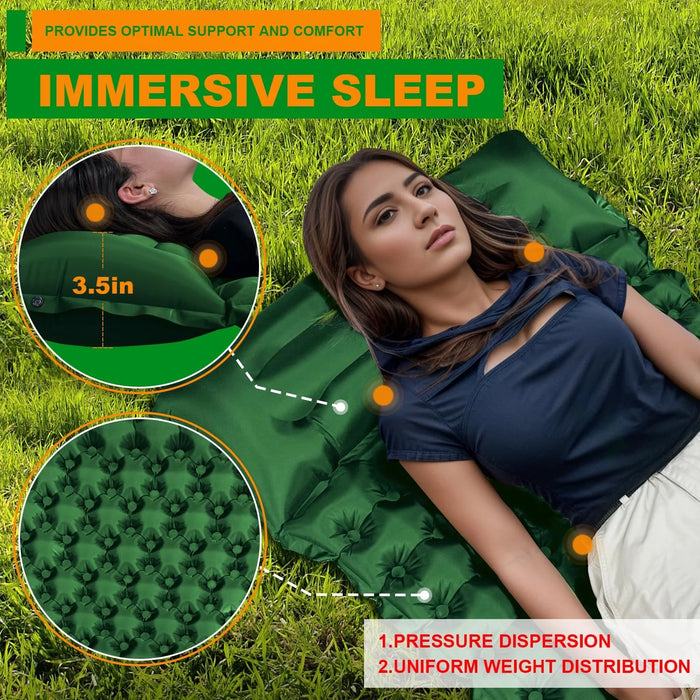 Durable and easy-to-inflate sleeping pad with foot press inflation system