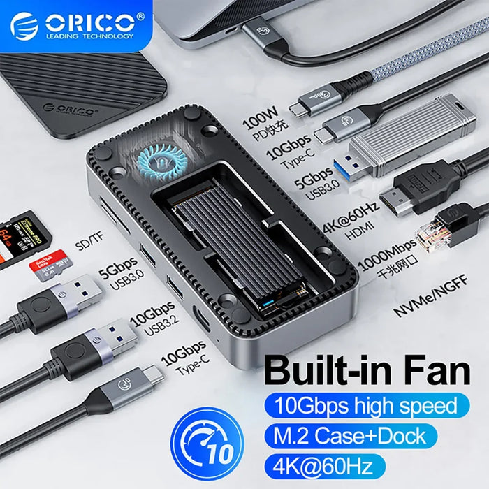 10 in 1 USB-C Dock Station with SSD Enclosure and HDMI