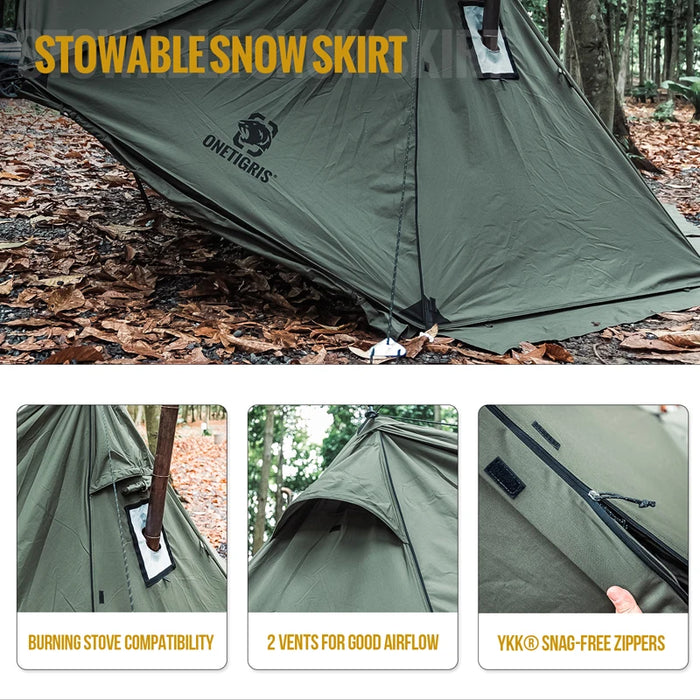 Four-Season Outdoor Shelter with Stove Jacket, Wind Tarp