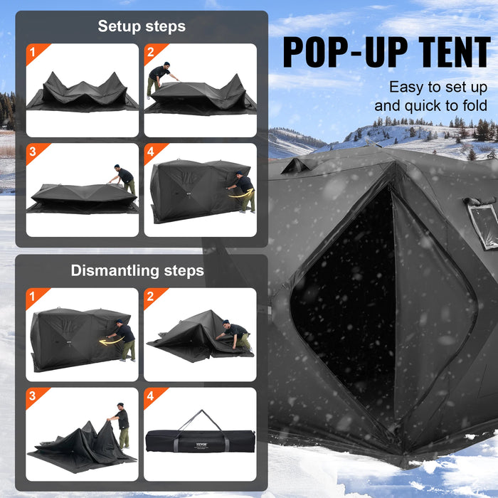 Portable ice shelter waterproof winter fishing tent with anchors & carry bag for outdoor fishing activities