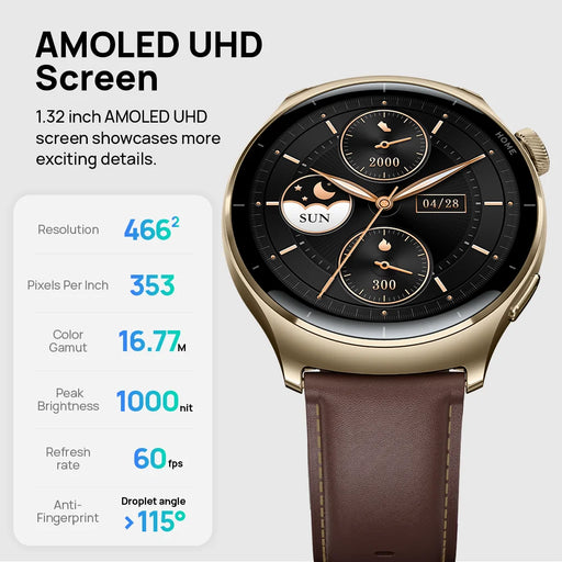  Sleek Metal Body Smartwatch with Built-in GPS and 5ATM Waterproof Grade 