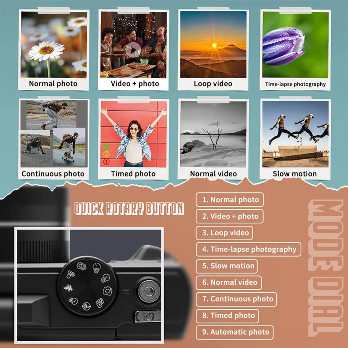 Autofocus lens for sharp images, built-in LED flash for low-light shooting