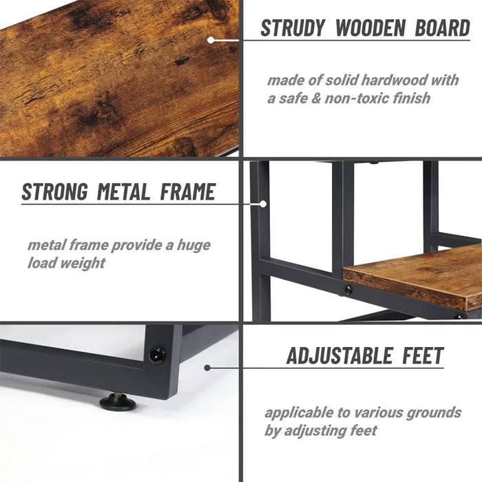 Sturdy 2-Step Stool, 500lbs Weight Capacity, Brown Steel Frame