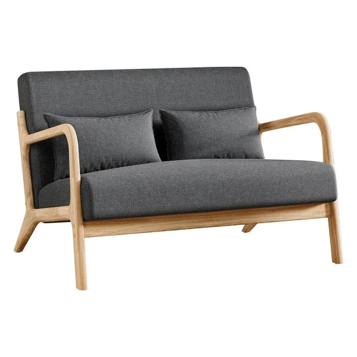 Durable wooden frame 2-seater sofa with linen upholstery