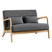 Durable wooden frame 2-seater sofa with linen upholstery