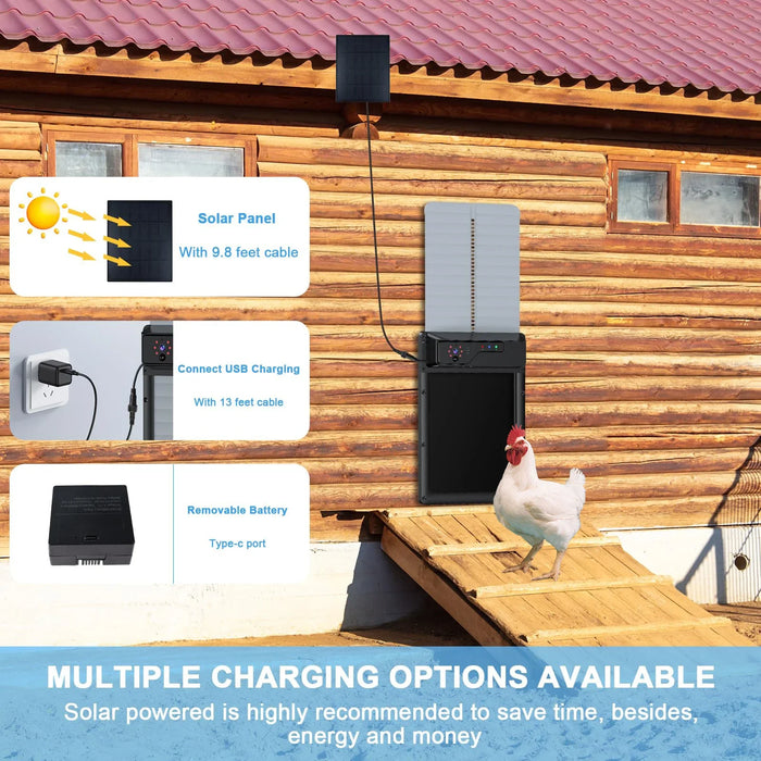 Solar Powered Automatic Chicken Coop Door with Timer