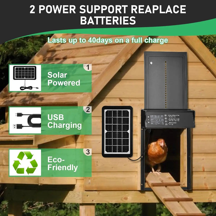 Heavy Duty Chicken Door with Solar Timer and Light Sensor