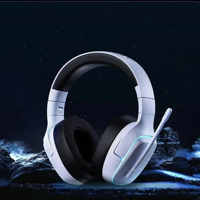 Wireless Gaming Headset White with Mic and Noise Reduction