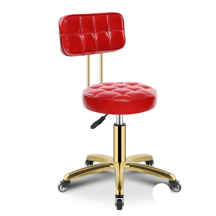 Modern Salon Chair with Wheels Adjustable Height and Thick Padding for Barber Shops